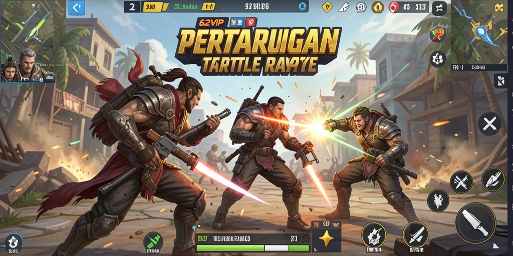 Tampilan seru dari gameplay Battle Royale di 62VIP.