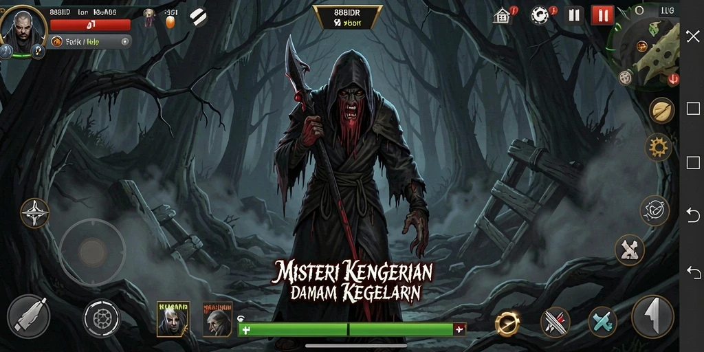 Screenshot gameplay memperlihatkan suasana Horror yang mencekam.