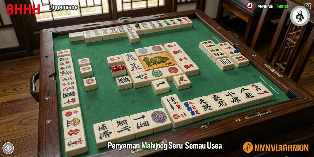 Gameplay Mahjong menarik di 8HHH dengan berbagai tingkat kesulitan.