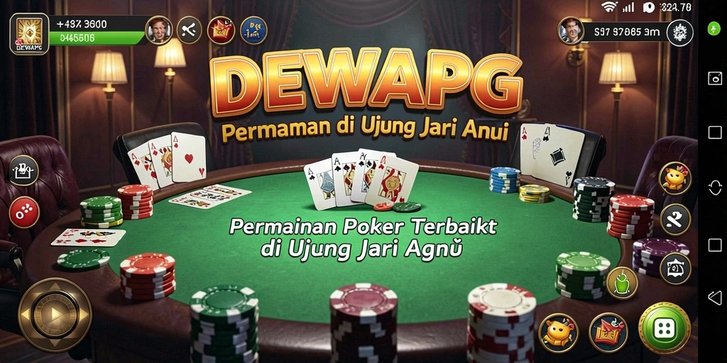 Tampilan gameplay seru di DEWAPG dengan suasana poker yang mendebarkan.