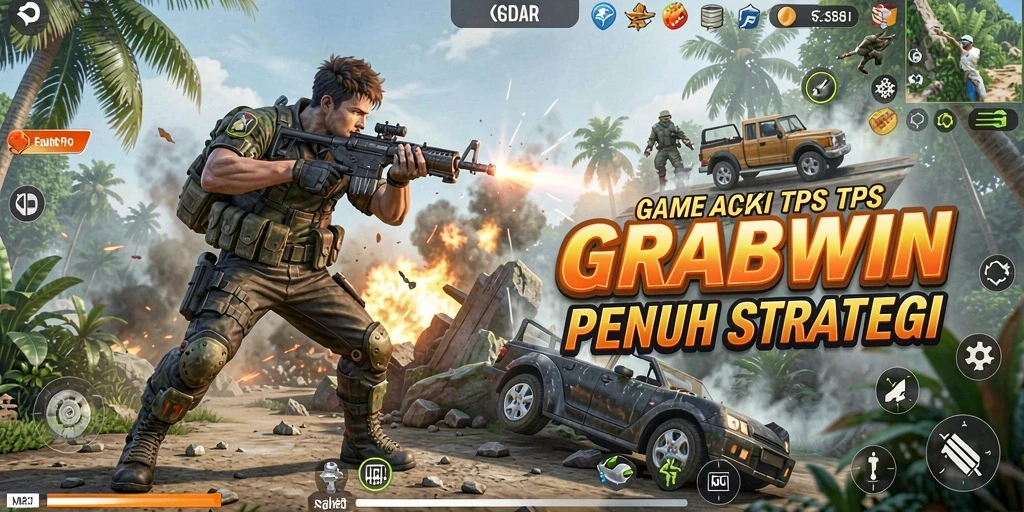 Tampilan permainan GRABWIN yang penuh aksi TPS.