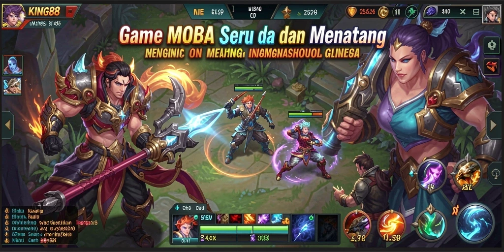 Tampilan gameplay KING88 dengan berbagai karakter dan aksi seru.