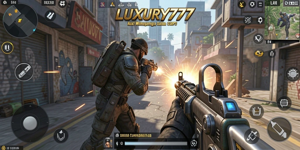 Tampilan gameplay LUXURY777 dengan aksi tembak-menembak yang mendebarkan.