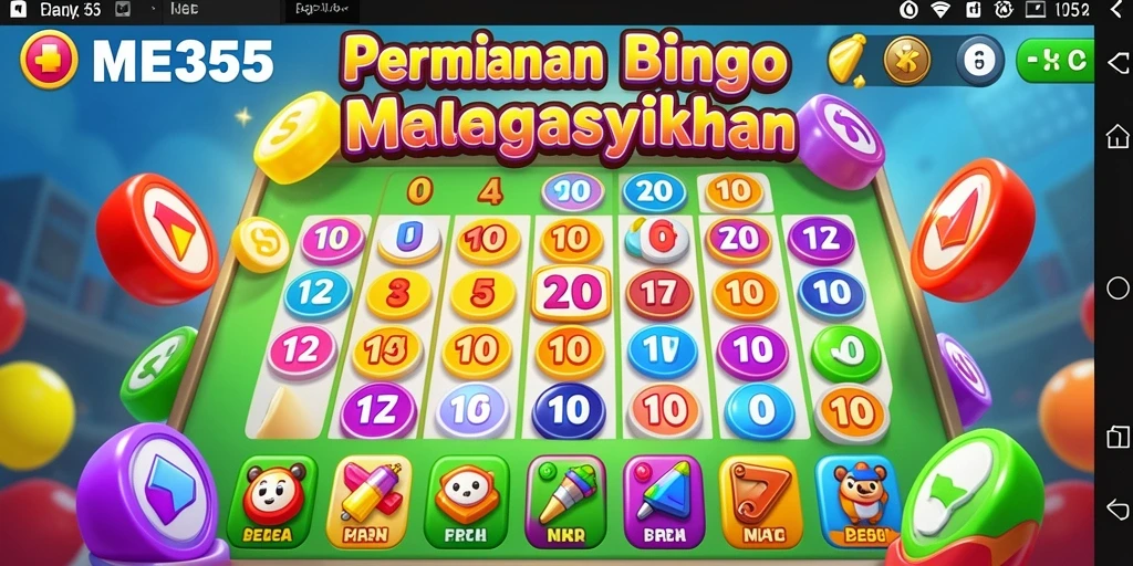 Tangkapan layar ME355 menampilkan gameplay Bingo yang seru dan interaktif.