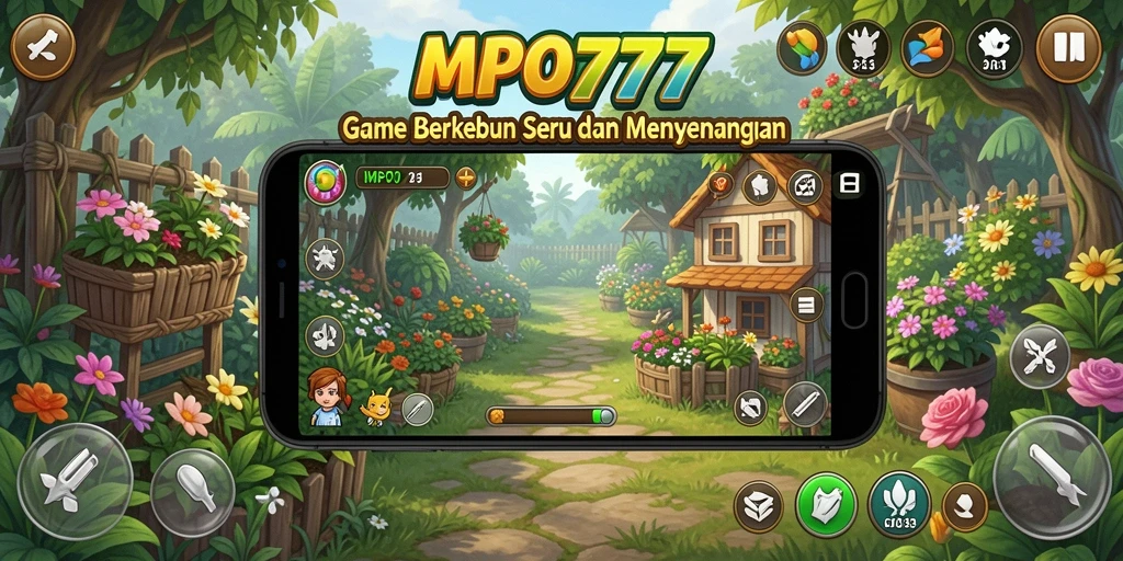 Tangkapan layar MPO777 menampilkan gameplay berkebun yang interaktif.