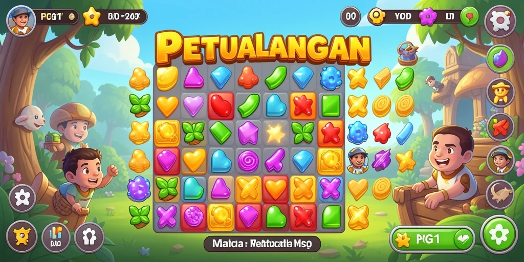 Tangkapan layar PG11 menampilkan kombinasi warna-warni dari permainan Match-3.
