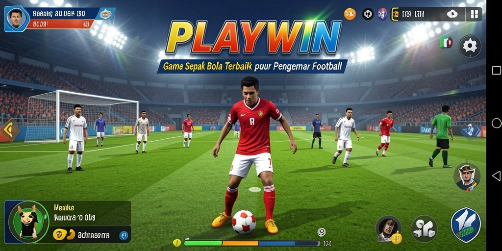 Tangkapan layar utama dari gameplay seru dalam permainan sepak bola.