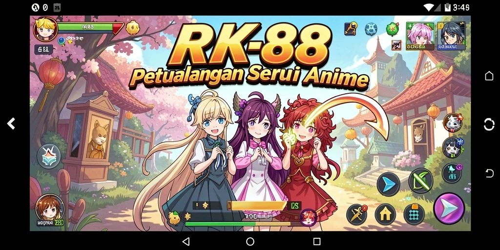 Tangkapan layar gameplay seru dari RK88 yang menampilkan karakter Anime.