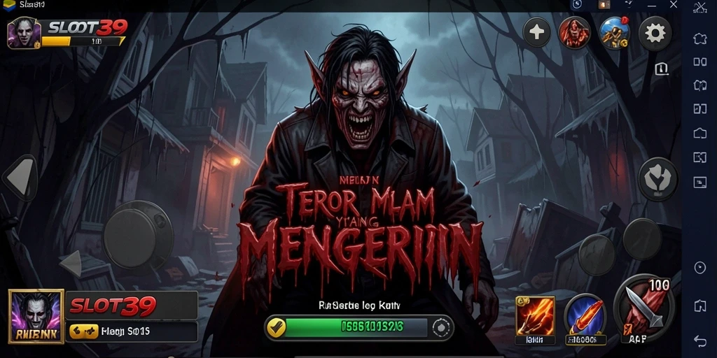 Tangkapan layar SLOT39 menampilkan suasana menyeramkan dalam gameplay.