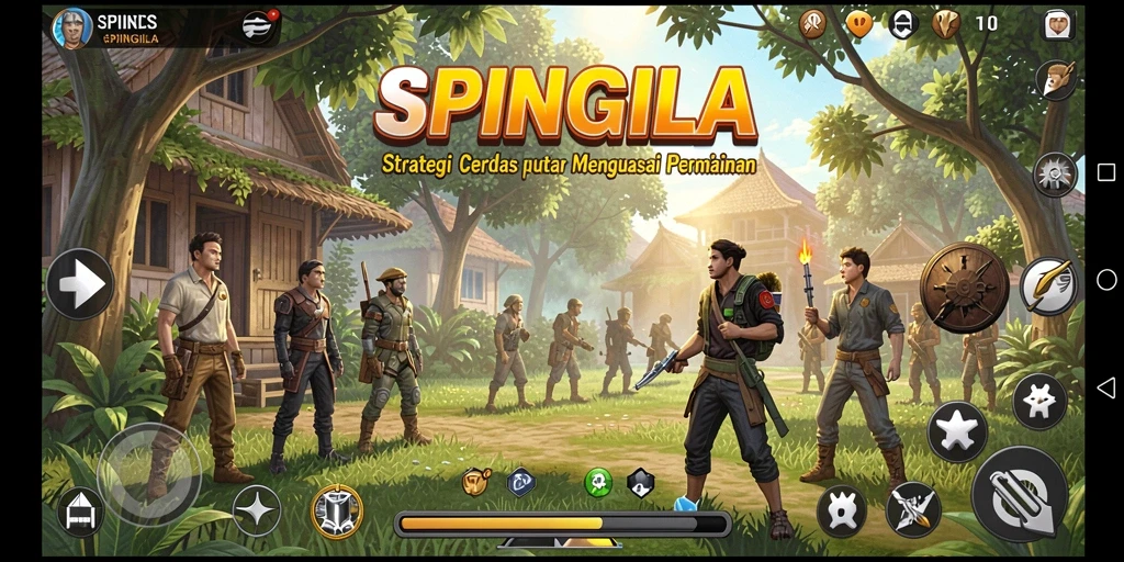 Tampilan utama gameplay SPINGILA yang menegangkan dan strategis.