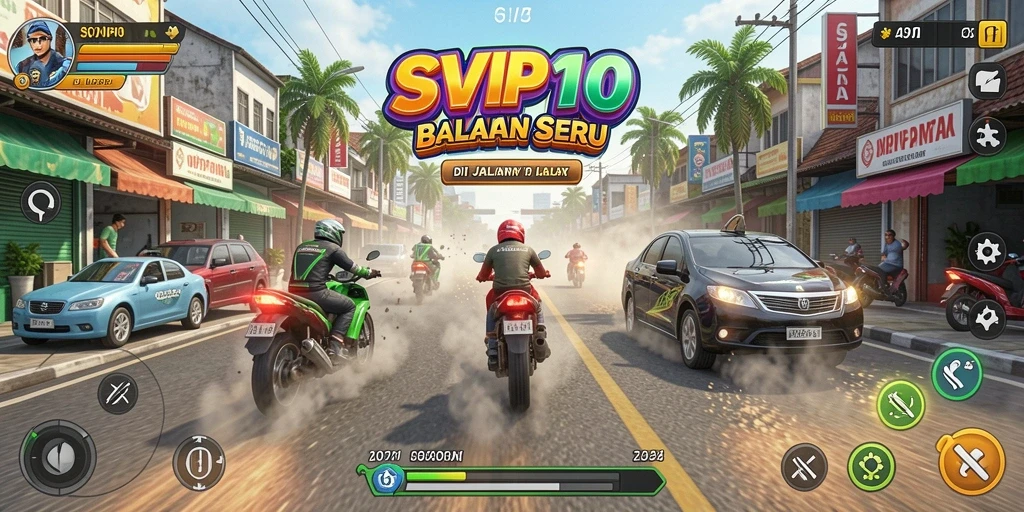 Tampilan gameplay balapan yang mendebarkan dan penuh aksi.