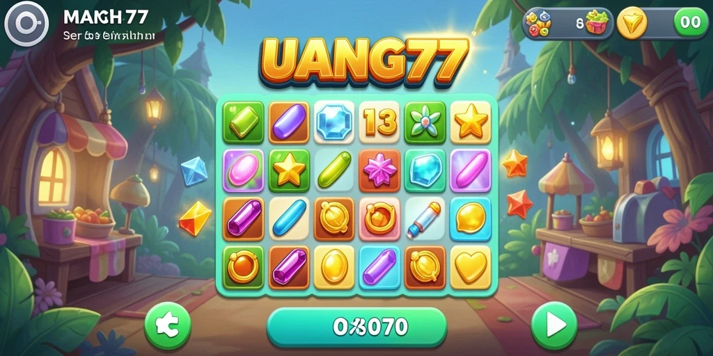 Screenshot gameplay seru UANG77 dengan elemen Match-3.