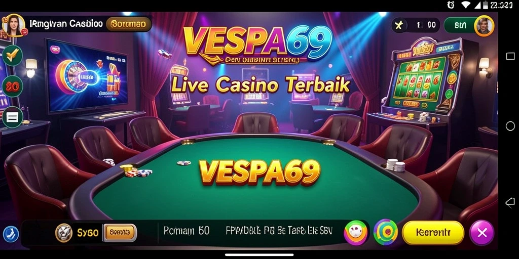Tampilan gameplay VESPA69 yang menampilkan dealer profesional dan permainan menarik.